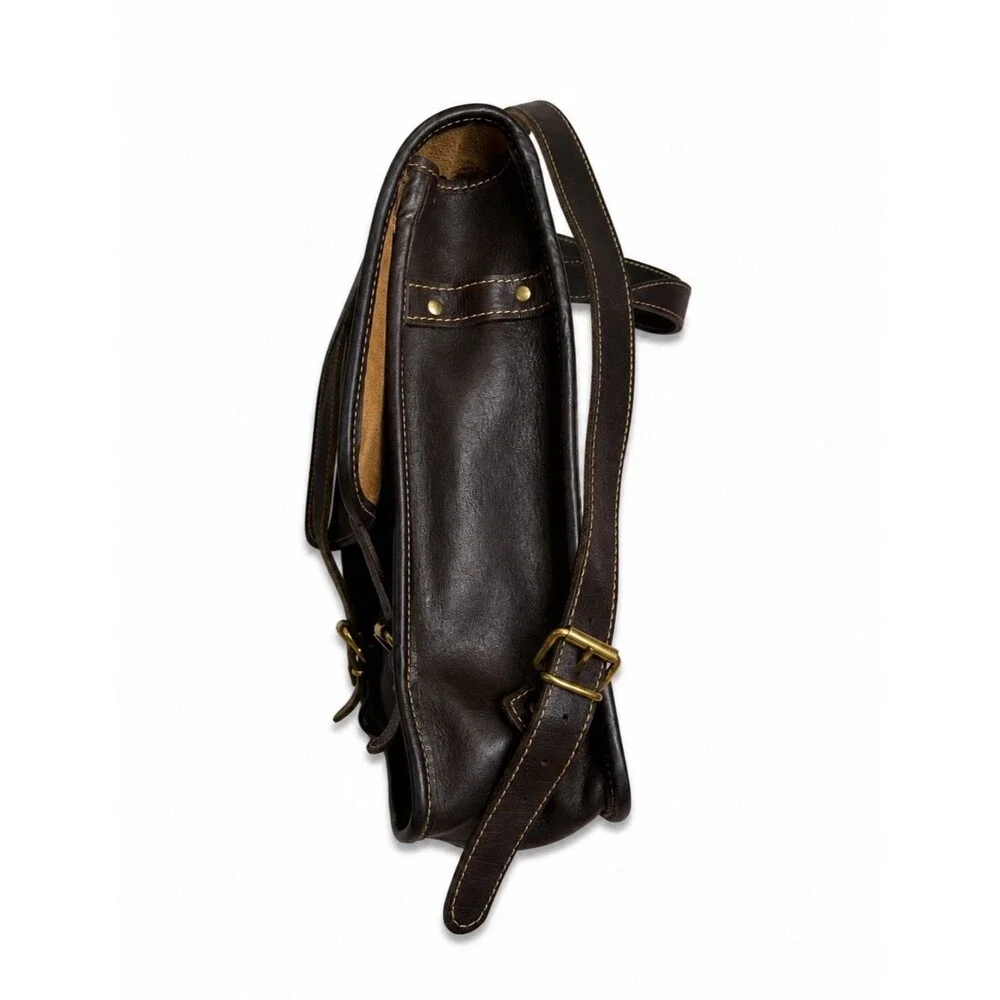 Vintage Genuine Brown Leather 12” Tall 11” Wide 4” Depth Backpack Unisex Adult